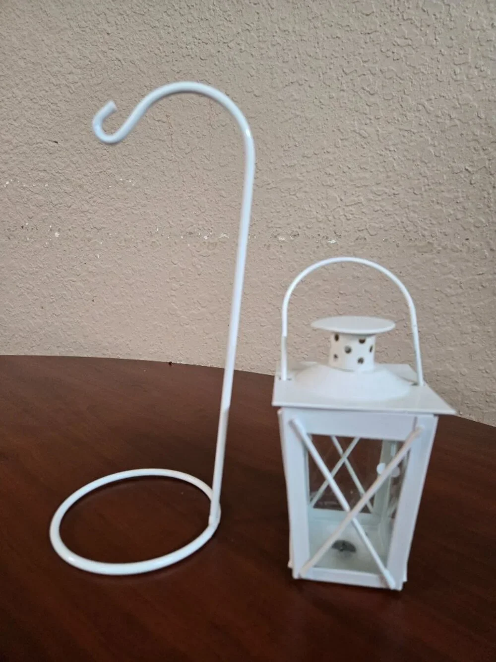 Quaint White Railroad Mini Candle Lantern Tabletop Centerpieces/Decor Set of 2